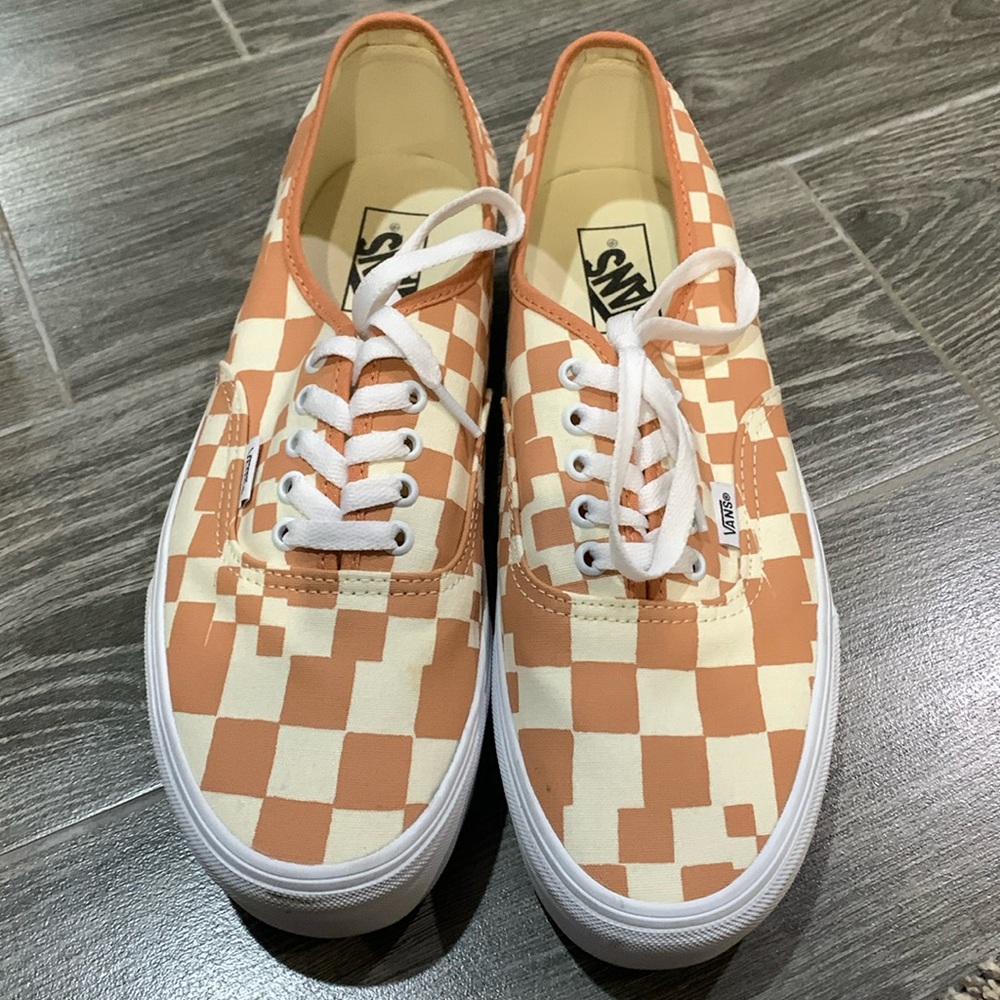 Vans Platform Checkerboard Peach & Cream Authentic Sneakers